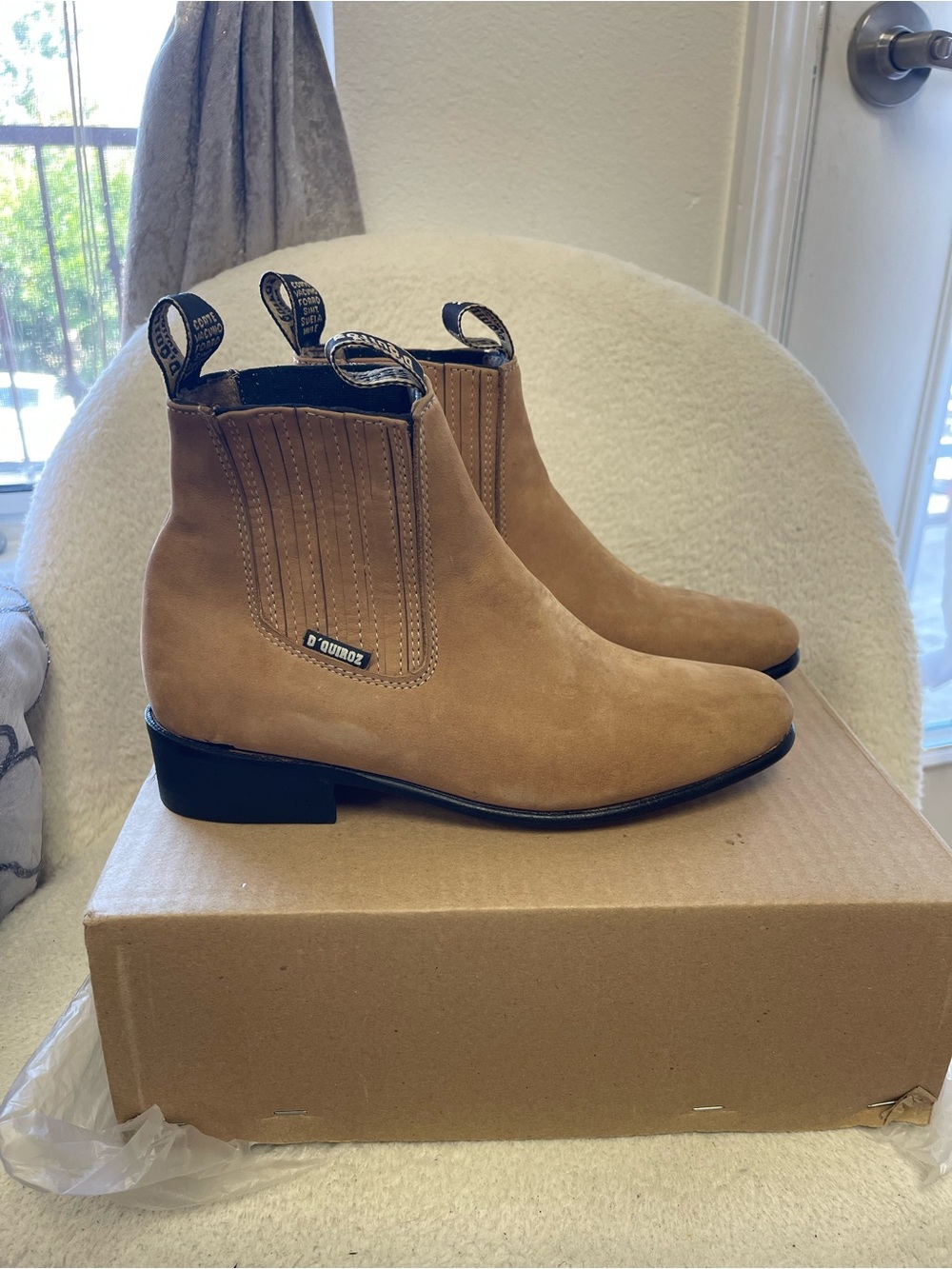 Men's Tan Suede Chukka Boots with Branded Pull Tabs